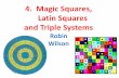 4. Magic Squares, Latin Squares and Triple Systems...Arabic (and later) magic squares 990: Ikhwan-al-Safa (Brethren of Purity) gave simple constructions for magic squares of sizes
