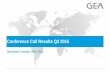 Conference Call Results Q3 2015 - GEA engineering for a ... Group Conference Call Q3 201… · engineering for a better world Operating EBIT Margin Q3 2014 Q3 2015 DYoY GEA Equipment