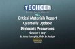 Critical Materials Report Quarterly Update: Dielectric ... · Quarterly Update: Dielectric Precursors October 1, 2017 By Jonas Sundqvist, Ph.D., Sr. Analyst ... Q4 Modifications TECHET