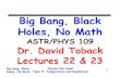 Big Bang, Black Holes, No Mathpeople.physics.tamu.edu/toback/109/Lectures/This... · Big Bang, Black Holes, No Math More detail than you wanted… Not all atoms have exactly the same