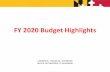 FY 2020 Budget Highlights Presentation · 2020-01-15 · • FY 2020 budget includes $56.5 million to encourage investments in Opportunity Zones throughout the State – $16 million