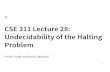 CSE 311 Lecture 28: Undecidability of the Halting …...The halting problem is undecidable The Halting Problem Given an input and code(P) for any program , output true if halts on