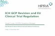 ICH GCP Revision and EU Clinical Trial Regulation · 2018-02-19 · quality management, safety reporting, IMP management, trial management/monitoring and content of the Trial Master