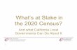 What’s at Stake in the 2020 Census? · ˜ Census occurs every 10 years, as required by Article I, Section 2 of the United States Constitution ˜ The census count is used to allocate