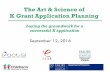 The Art & Science of K Grant Application Planning€¦ · The Art & Science of K Grant Application Planning September 12, 2016 Laying the groundwork for a . successful K application.