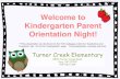 Welcome to Kindergarten Parent Orientation Night! · Turner Creek Elementary 6820 Turner Creek Road Cary, NC 27519 919-363-1391 Welcome to Kindergarten Parent Orientation Night! **This