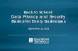 Back to School: Data Privacy and Security Basics for Every ...€¦ · Overview: Security/Data Breach Law Data disposal/ destruction laws Breach notification laws FTC applies “reasonableness”