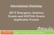 Informational Workshop 2019 Emergency Solutions Grants and ...€¦ · 2019 Emergency Solutions Grants and HOPWA Grants Application Process ... submission, you can do so via the Org