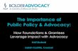 The Importance of Public Policy & Advocacy...The Importance of Public Policy & Advocacy: How Foundations & Grantees Leverage Impact with Advocacy ... Public Charities may LOBBY Must