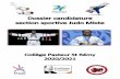 Dossier candidature section judo - Eklablogekladata.com/.../Dossier-candidature-section-judo.pdf · 2020-02-20 · Dossier de candidature à la section sportive judo mixte 2019/2020