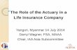 The Role of the Actuary in a Life Insurance Company€¦ · Life Insurance Company . Yangon, Myanmar 14 July 2014 . Darryl Wagner, FSA, MAAA . Chair, IAA Asia Subcommittee . 2 . What