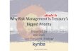 should be Why Risk Management is Treasury’s · 2018-04-03 · Why Risk Management is Treasury’s Biggest Priority Presented by Bob Stark Vice President, ... (or close), minimizes