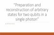 “Preparation and reconstruction of arbitrary states for two qubits … · 2017-05-22 · Motivación Si se usa más de un grado de libertad, se puede duplicar la cantidad de información