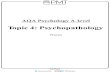 Topic 4: Psychopathology - PMT€¦ · Topic 4: Psychopathology . Psychopathology Part 1 — Deﬁnitions of Abnormality • Statistical infrequency = Implies that a disorder is abnormal