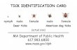 TICK IDENTIFICATION CARD nymph male female Deer ticks ...files.hria.org/files/TM3900.pdfTICK TIPS Deer tick nymphs and adults may carry germs that cause Lyme disease, babesiosis or