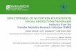 EFFECTIVENESS OF NUTRITION EDUCATION IN SOCIAL …€¦ · 5/12/2017  · EFFECTIVENESS OF NUTRITION EDUCATION IN SOCIAL PROTECTION PROGRAMS Evidence from the Transfer Modality Research