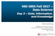 MIS 0855 Fall 2017 Data Science€¦ · MIS 0855 Fall 2017 –Day 3 –Data, Information, Knowledge 6 MIS 0855 –Data Science Min-Seok Pang –Sep.01.2017 Knowledge –Example The