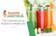 The 7 Ultimate Juicing Recipes For Weight Loss€¦ · help you lose weight. Do remember to keep fruit to a minimum as too much fruit slows weight loss. Our recipes are designed to
