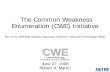 The Common Weakness Enumeration (CWE) Initiative · Status (as of May 17, 2006) •16,943 unique CVE names CVE Growth Unique CVE Names