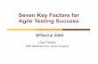 Seven Key Factors for Agile Testing Success · Adopt an agile testing mindset 3. Automate your regression testing 4. Provide and obtain feedback 5. Build a foundation of core agile