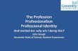 The Profession Professionalism Professional Identity Professional Identity And remind me: why am I doing