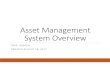 Asset Management System Overviewwmich.edu/.../Asset_Management_Overview.pdfPurpose of Asset Management System (AMS) Define Assets Asset Life Cycle Questions / Recommendations / Summary.