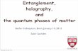 Entanglement, holography, and the quantum phases of matterqpt.physics.harvard.edu/talks/bonn13.pdf · Holography and the quasi-normal modes of black-hole horizons Outline Wednesday,