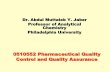 Dr. Abdul Muttaleb Y. Jaber Professor of Analytical ... · Quality in Analytical Laboratories ... product or service that bear on its ability to satisfy stated or implied needs (ISO
