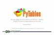 PyTables) · 10th)anniversary)of)PyTables)) Hi!, PyTables is a Python package which allows dealing with HDF5 tables. Such a table is defined as a collection of records whose values