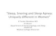 'Sleep, Snoring and Sleep Apnea: Uniquely different in Women' · "Sleep, Snoring and Sleep Apnea: Uniquely different in Women" B Tucker Woodson MD . Professor . Department of Otolaryngology