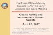 California State Advisory Council (SAC) on Early …2017/04/26  · California State Advisory Council (SAC) on Early Learning and Care Meeting Quality Rating and Improvement System