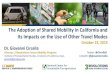 The Adoption of Shared Mobility in California and Its ... · 23/10/2019  · Shared mobility, electrification and autonomous vehicles are bringing big changes in: •Transportation