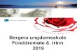 Bergmo ungdomsskole Foreldremøte 8. trinn 2019 · – Regler for orden og trivsel –mobilbruk – Skolemiljø –Udir-3-2017 - §9A – Handlingsplan mot mobbing – Helsetilbud