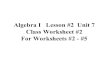 Algebra I Lesson #2 Unit 7 Class Worksheet #2 For Worksheets …richardbondmath.com/algebra1/Unit7/lesson2.pdf · Algebra 1 Unit 7 The Equation of a Line The Point-Slope Equation