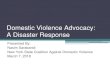 Domestic Violence Advocacy: A Disaster Response · lights, more batteries, larger generator, car chargers, gas for vehicles, gas for generators) • Prepare earlier – inventory