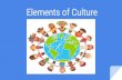 Elements of Culture · 2019. 5. 16. · Elements of Culture. 1. Social Organization · The way people are organized into small groups. · Family Patterns: Through the family children
