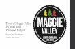 FY2021 Budget Presentation Final - Town of Maggie Valley · Budget Summary: Quick Facts •The proposed FY19-20 Budget is balanced with respect to revenues and expenditures •Meets