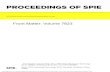 PROCEEDINGS OF SPIEVolume 7823 Proceedings of SPIE, 0277-786X, v. 7823 SPIE is an international society advancing an interdisciplinary approach to the science and application of light.