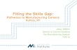 Filling the Skills Gap · The Skills Gap in Manufacturing 82% of manufacturers report a moderate or serious skills gap in skilled production. 74% of manufacturers report that this