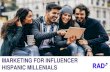MARKETING FOR INFLUENCER HISPANIC MILLENIALS€¦ · of U.S. Hispanics say they pay attention to branded messages online1 66 of Hispanics who see a branded message take an action