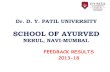 SCHOOL OF AYURVED - D. Y. Patil University · 2019. 6. 10. · dr. d. y. patil university school of ayurved nerul, navi-mumbai. feedback results 2013-18