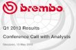 Q1 2013 Results Conference Call with Analysts · Q1 2013 Results Conference Call with Analysts Stezzano, 13 May 2013 . ... The Manager in charge of the Company’s financial reports,