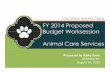 City of San Antonio, Texas FY 2014 Proposed Budget ... · 8/14/2013  · Animal CareServices General Fund FY 2013 Revised Budget FY 2014 Proposed Budget Change % Change ACS Total