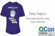 Tasty Topics! - QCon · 2017. 3. 15. · Source: ICOMP 2016, A.L. Lee, Ranged Filtering of Streaming Numeric Data… using Topic-Based Pub/Sub Messaging Geo-filtering topic Publish