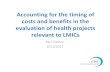 Accounting for the timing of costs and benefits in the of ...€¦ · Accounting for the timing of ... Additional health care cost (Δc h) $300 per DALY Cost = C 2 $30mn 100 Additional
