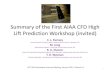 Summary of the First AIAA CFD High Lift Prediction ... · Summary of the First AIAA CFD High Lift Prediction Workshop (invited) C. L. Rumsey Senior Research Scientist, NASA Langley