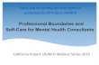 Professional Boundaries and Self-Care for Mental Health ...€¦ · Professional Boundaries: *Limits that protect the space between the professional's power and the client's vulnerability.