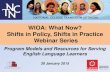 WIOA: What Now? Shifts in Policy, Shifts in Practice ... · 1. Shifts in Policy: WIOA Background Framing the Discussion 2. Shifts in Practice: Write your questions in the chat box.