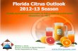 Florida Citrus Outlook 2012-13 Season · 2012. 11. 13. · 2012-13f 0.40 0.70 0.10 1.20 Tangerines 2011-12p 2.55 1.45 0.30 4.30 2012-13f 2.60 1.50 0.30 4.40 TOTAL 2011-12p 2.89 2.17