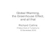 Global Warming, the Greenhouse Effect, and all that talk Collins 2018 Nov... · 2018. 12. 2. · Greenhouse effect - Conclusions •The greenhouse effect is not new – without it
